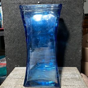 Vintage 1990s Azure Whispers Cobalt Blue Glass Vase  8 1/2 inches tall